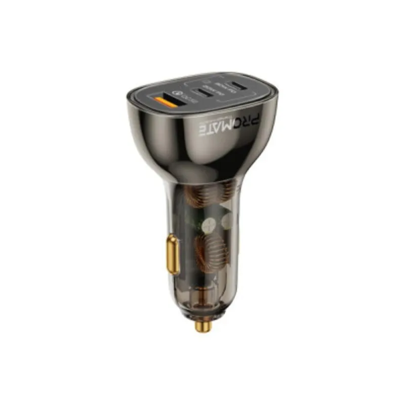 شاحن سيارة بروميت TransDrive-80W شفاف بقدرة شحن 80 واط ومنافذ USB-C سريعة