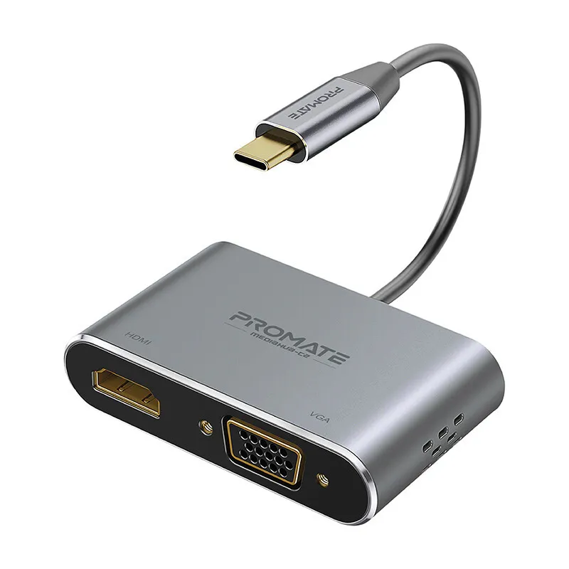 محول MediaHub-C2 بمنفذ HDMI بدقة 4K وVGA بدقة 1080 بكسل